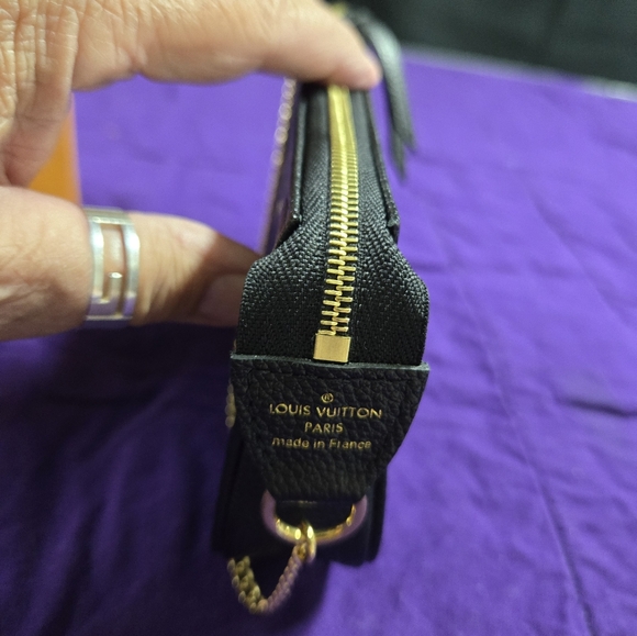 EUC LOUIS VUITTON EMPRIENTE BLACK WITH WHITE MONOGRAM LEATHER POUCHETTE - Picture 3 of 8